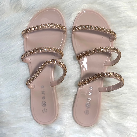 Nude 3 Strap Studded Sandals - Picture 2 of 2